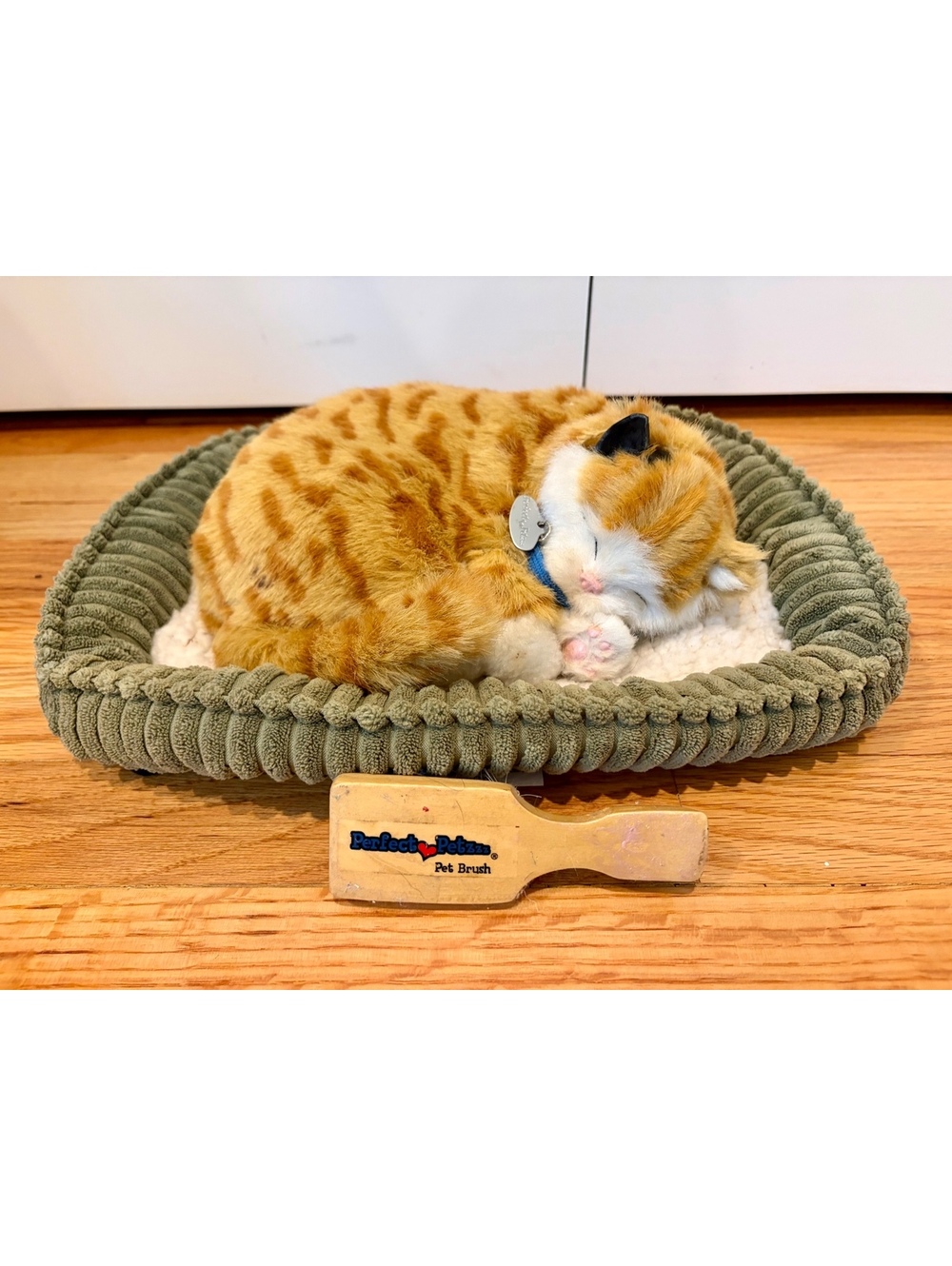 Perfect Petzzz Orange Tabby Cat Breathing Plush w Bed Collar Tag Brush